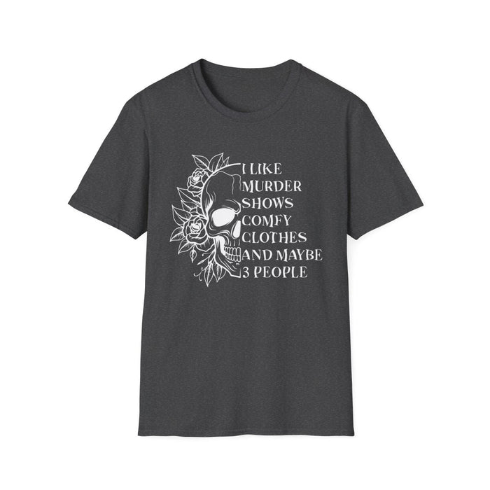 I Like Murder Shows Gothic Skull T-Shirt - funny t-shirt by Cheeky Business