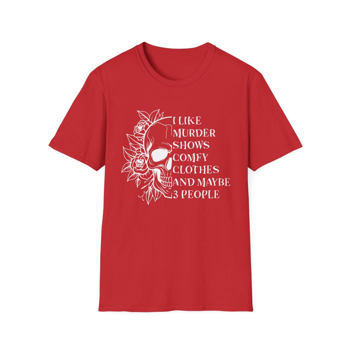 I Like Murder Shows Gothic Skull T-Shirt - funny t-shirt by Cheeky Business