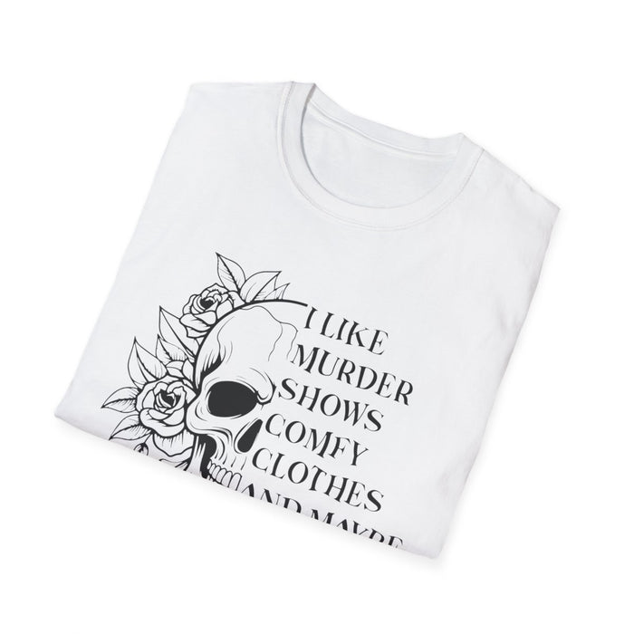 I Like Murder Shows Skull Graphic T-Shirt - funny t-shirt by Cheeky Business