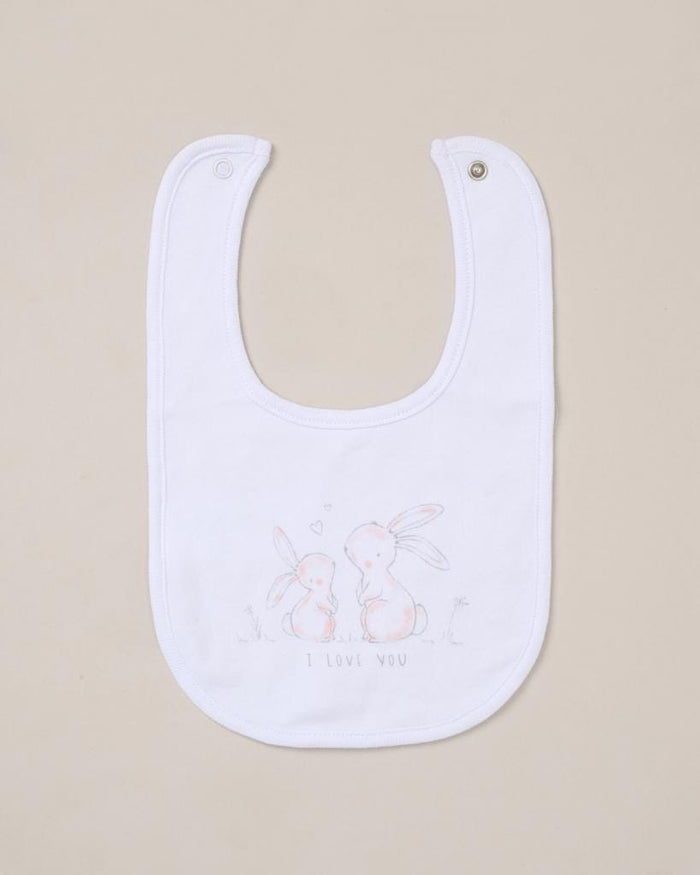 "I Love You" Rabbit design 5 Piece Layette Gift Set - 3 sizes. Set Rock a Bye Baby