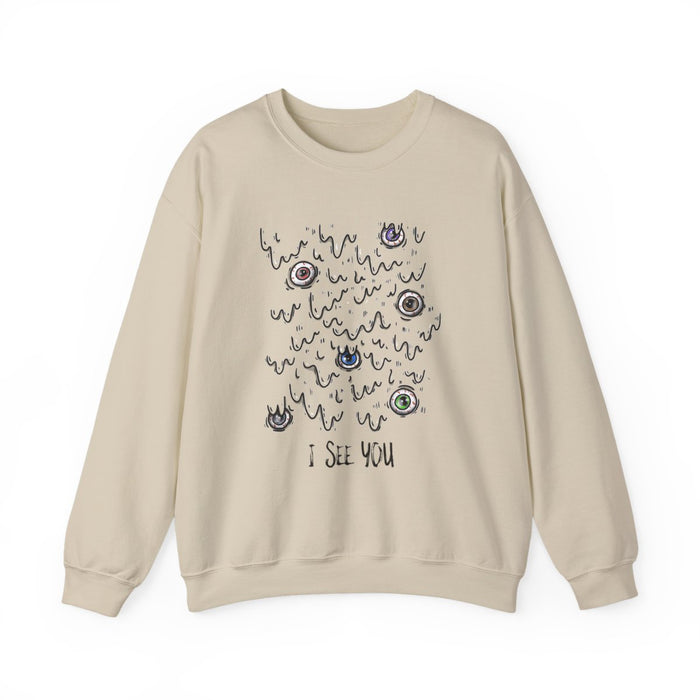 I See You Creepy Eyeball Halloween Sweatshirt - funny sweatshirt by Cheeky Business