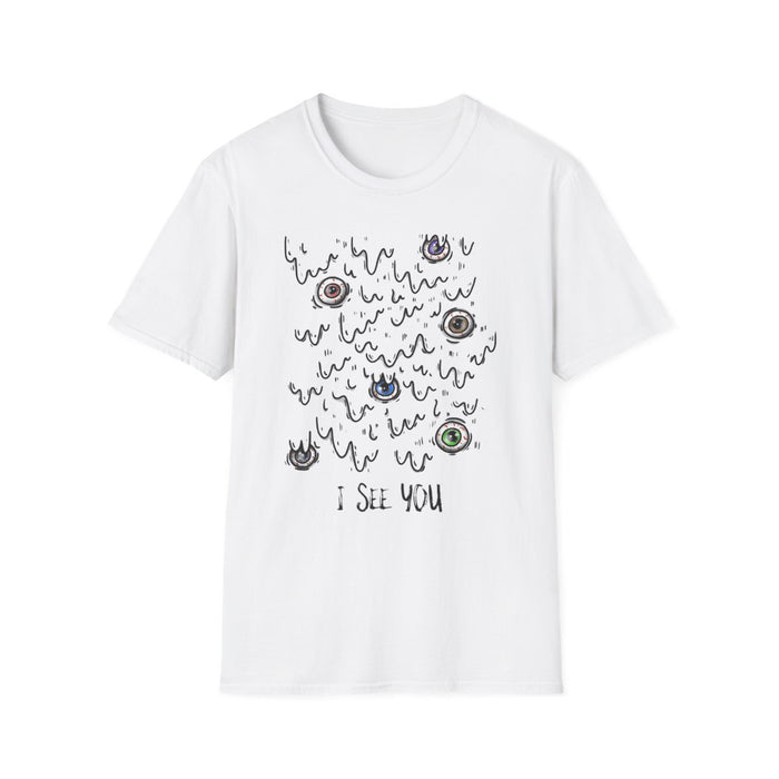 I See You Creepy Eyes Halloween T-Shirt - funny t-shirt by Cheeky Business
