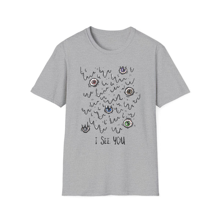 I See You Creepy Eyes Halloween T-Shirt - funny t-shirt by Cheeky Business