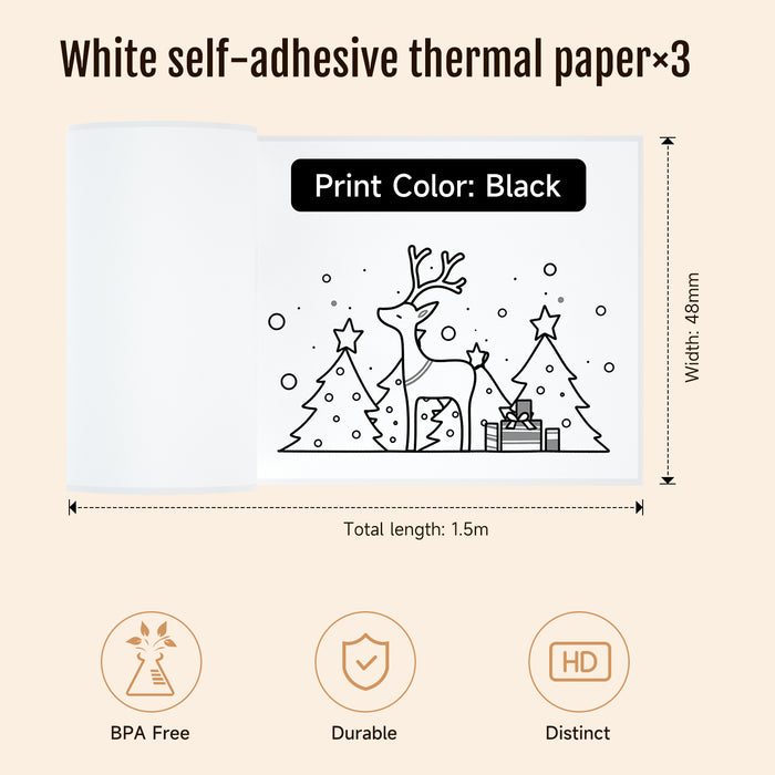 iDPRT Mini Thermal Sticker Paper - 3 Rolls (57x25mm) for S1