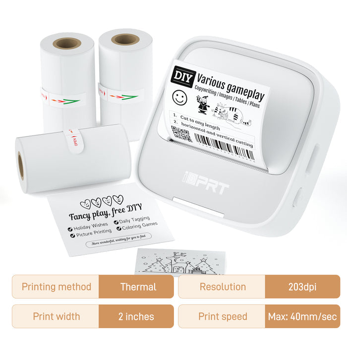 iDPRT Mini Thermal Sticker Paper - 3 Rolls (57x25mm) for S1