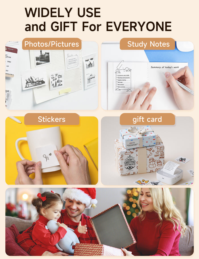 iDPRT S1 Inkless Mini Printer with 1 Roll Sticker Paper