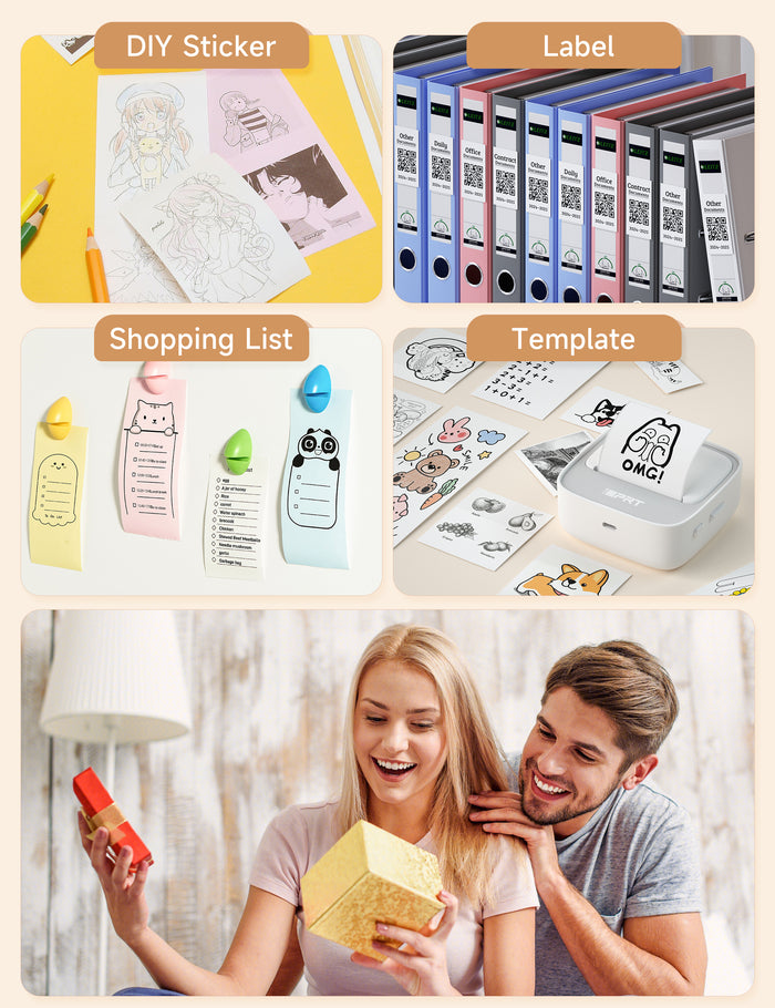 iDPRT S1 Inkless Mini Printer with 1 Roll Sticker Paper