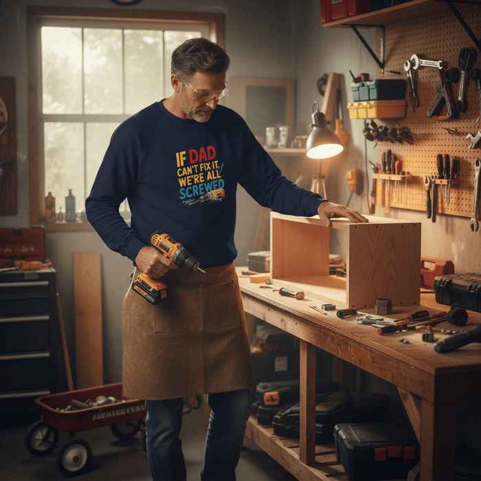 if dad can't fix it we're all screwed sweatshirt gift idea for handy dads