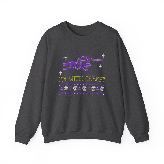 black sweatshirt with creepy halloween funny design