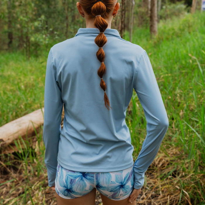 blue long sleeve running top