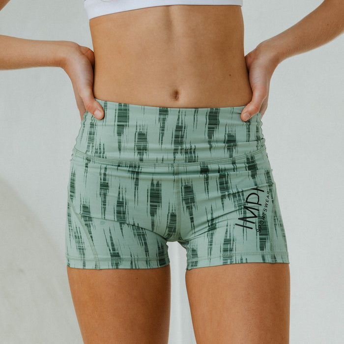 IMPI High Waist Bike Shorts - Green Streak