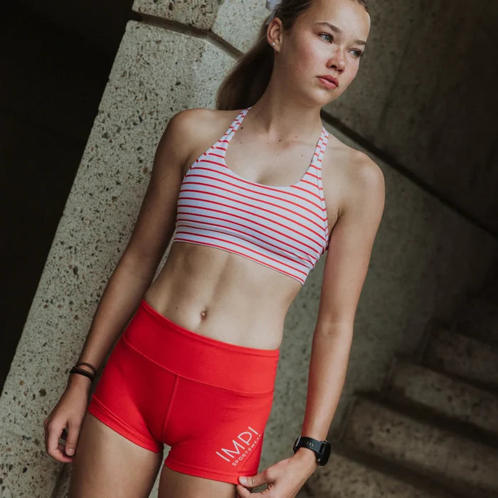 girls red bike shorts