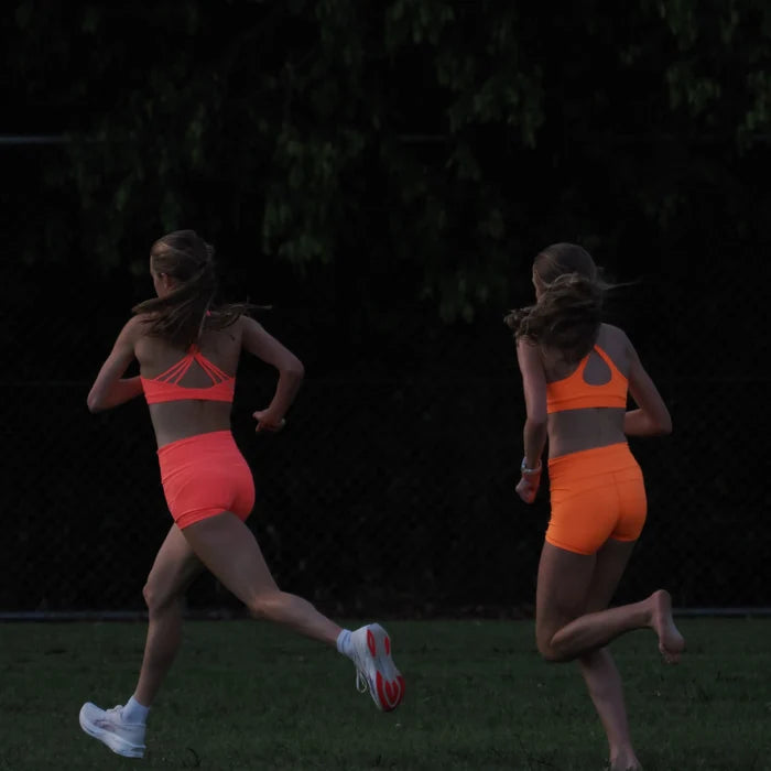 girls orange bike shorts