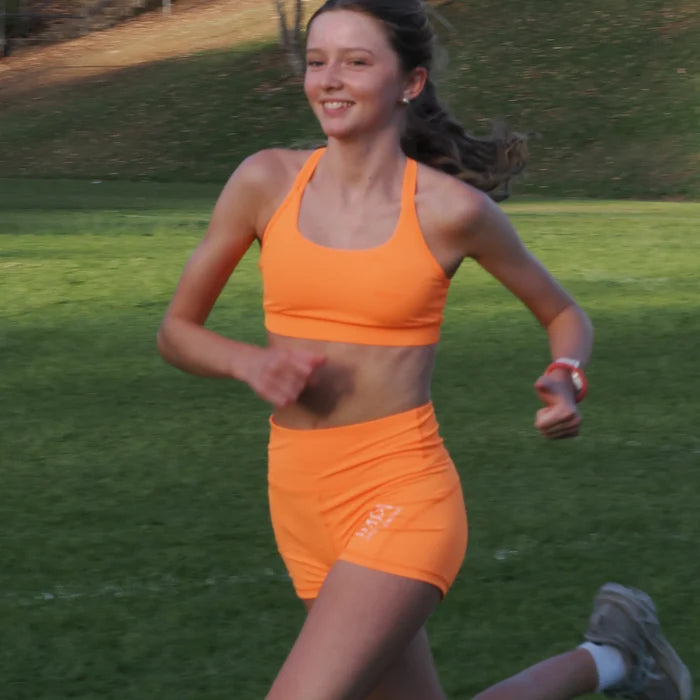 girls orange bike shorts