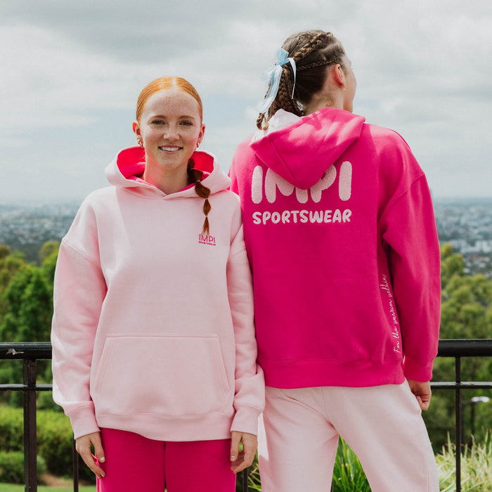pink hoodie