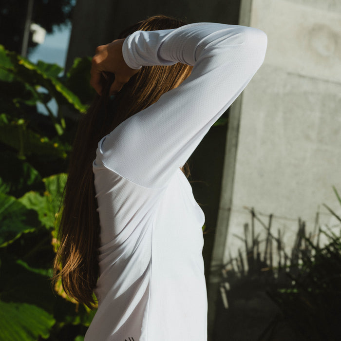 long sleeve white running top