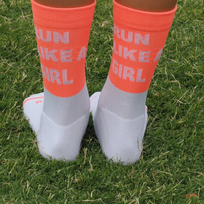 IMPI Longer Socks - Neon Coral Run Like A Girl