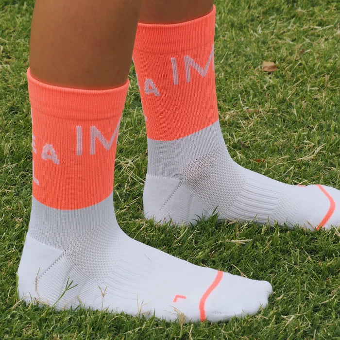 IMPI Longer Socks - Neon Coral Run Like A Girl