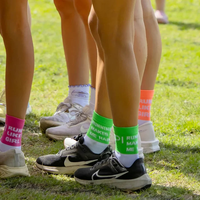 IMPI Longer Socks -Neon Green Running Makes Me Happy