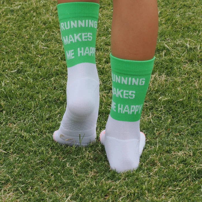 IMPI Longer Socks -Neon Green Running Makes Me Happy