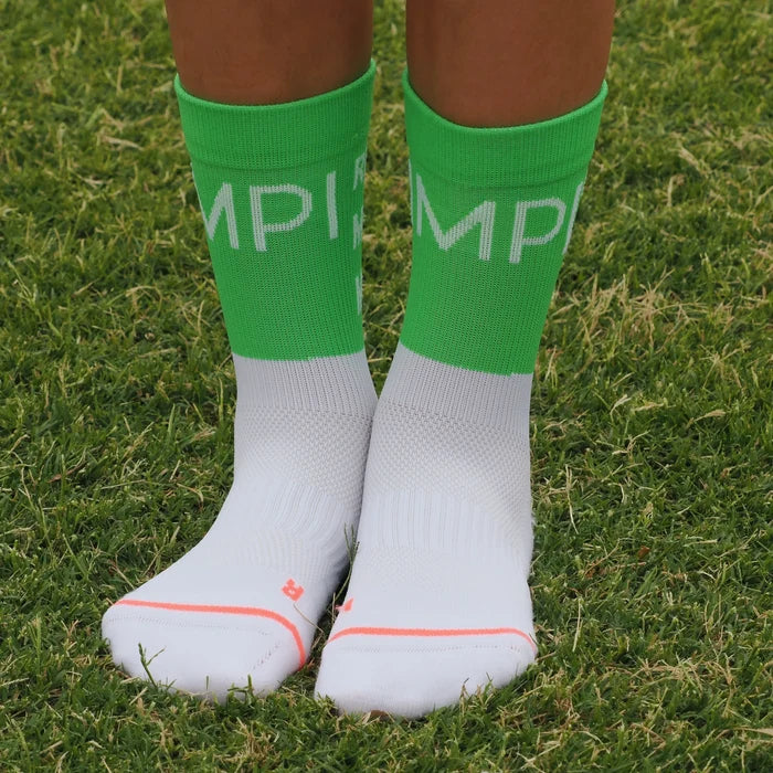 IMPI Longer Socks -Neon Green Running Makes Me Happy