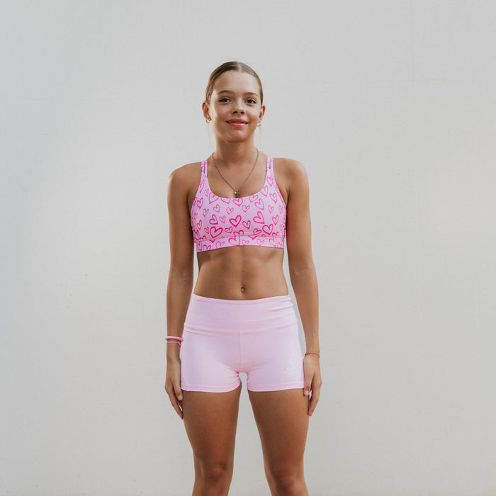 pink hearts sports bra