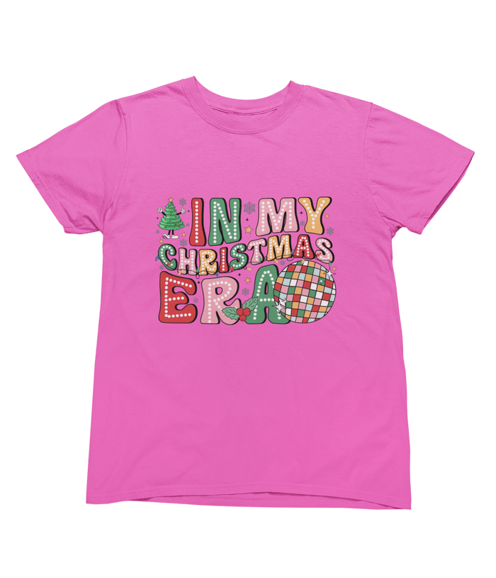 pink sweatshirt with festive in my christmas era slogan print