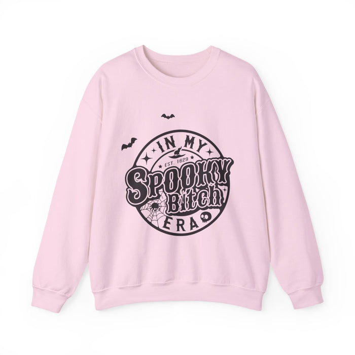 sand sweatshirt with bold monochrome spooky bitch era bat and star print