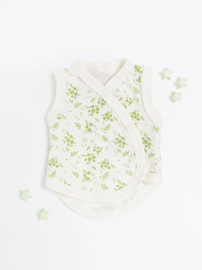 Incubator Vest, Apple Floral , Premium 100% Organic Cotton Bodysuit / Vest Tiny & Small