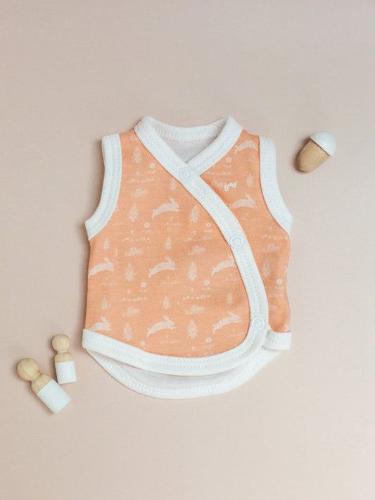 Incubator Vest, Leaping Bunnies , Premium 100% Organic Cotton Bodysuit / Vest Tiny & Small