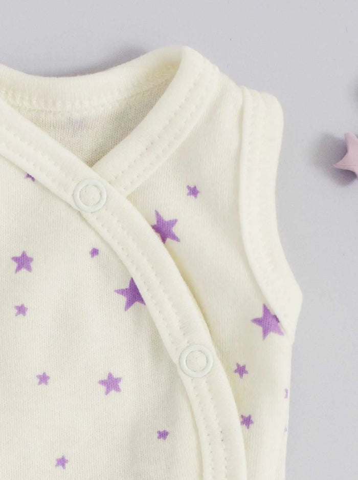 Incubator Vest, Purple Stars, Premium 100% Organic Cotton Tiny & Small