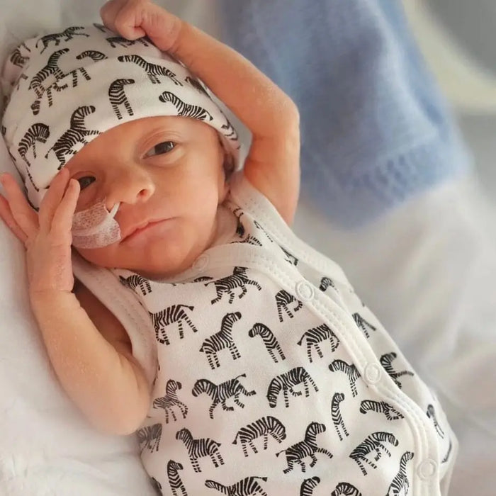 Incubator Vest & Round Hat Set, Little Zebras, 100% Organic Cotton Incubator Vest & Hat Set Tiny & Small