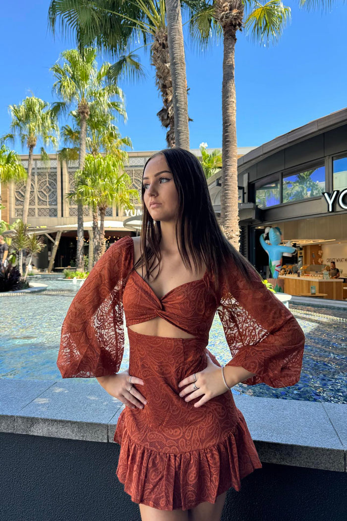 Jayla Mini Dress - Rust - Runway Goddess