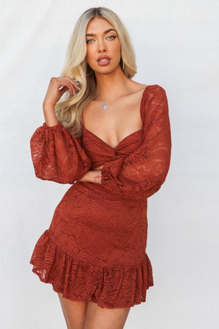 Jayla Mini Dress - Rust - Runway Goddess