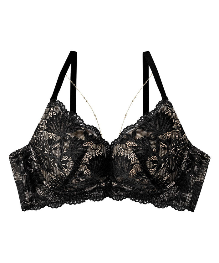 Jewelry Flower Side Support Lace Push-Up Bra