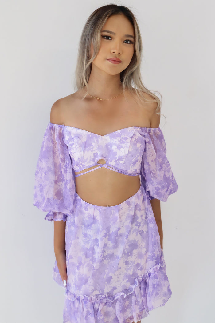 Jezzi Mini Dress - Lilac Floral - Runway Goddess