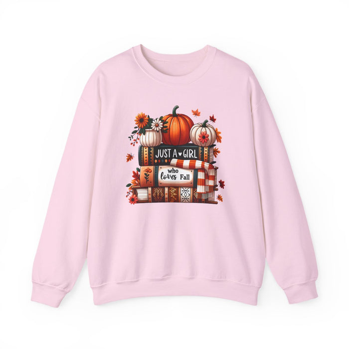 sport grey sweatshirt with just a girl who loves fall seasonal design