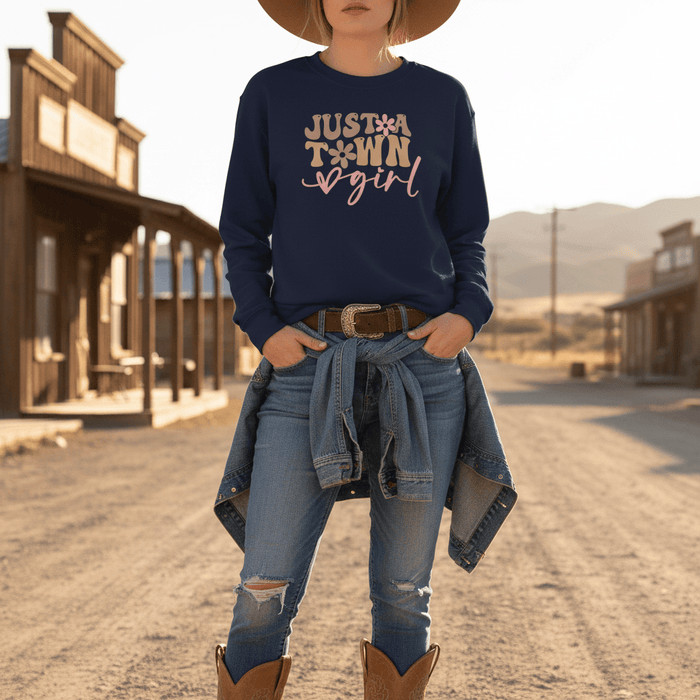 just a town girl sweatshirt gift idea for cowgirl lovers