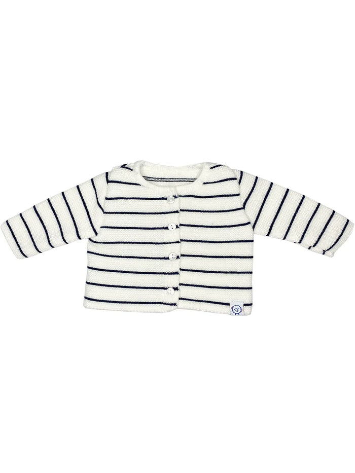 Knitted Cardigan, Breton Stripe White Cardigan / Jacket La Manufacture de Layette