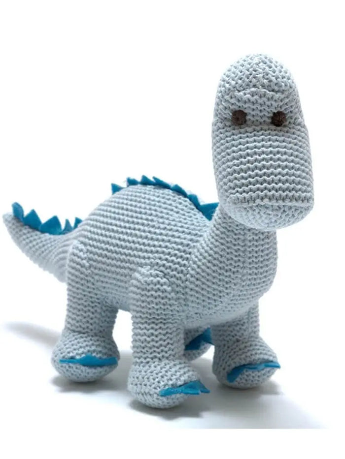 Knitted Organic Cotton Pastel Diplodocus, Blue Toy Best Years