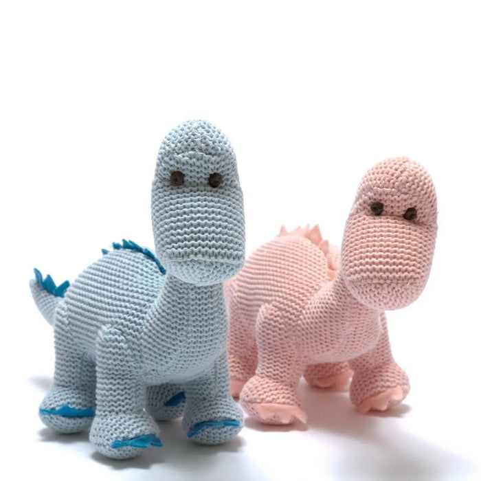 Knitted Organic Cotton Pastel Diplodocus, Blue Toy Best Years