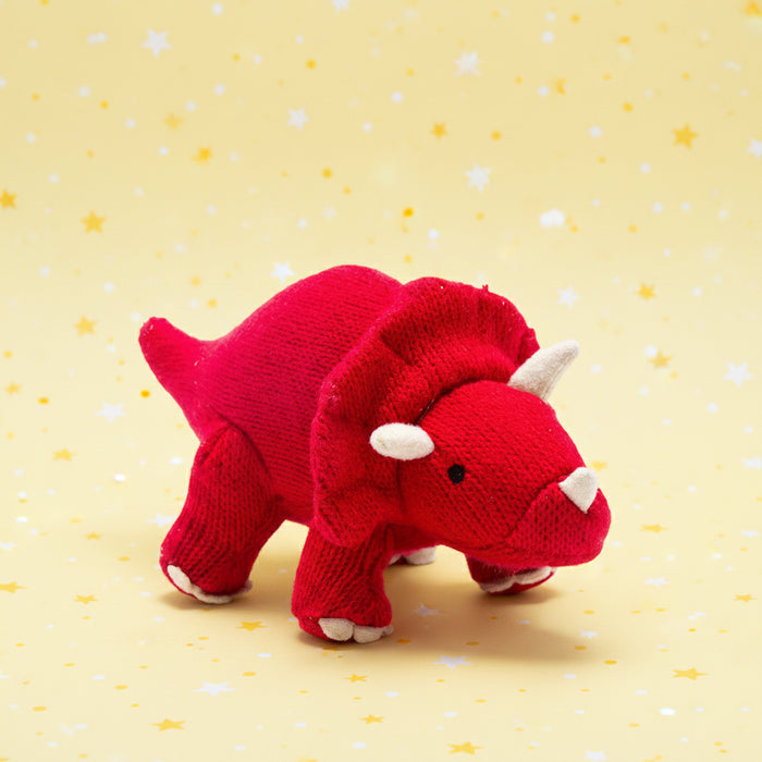 Knitted Triceratops Rattle, Red Toy Best Years