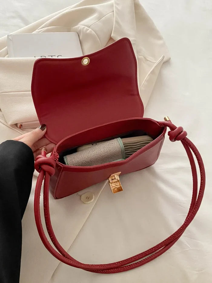 Knotted Strap PU Leather Handbag
