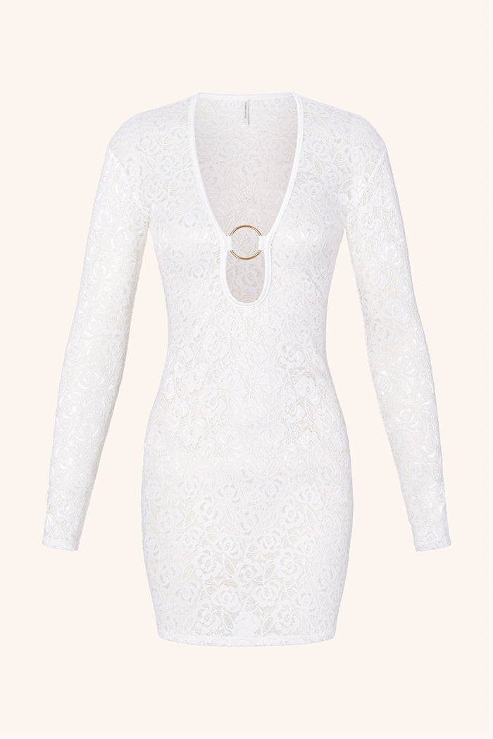 Mon Cheri XS / White Lace Mini Dress Black