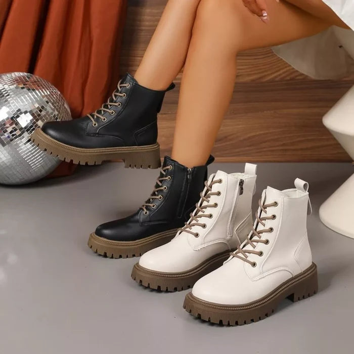 Lace Up Round Toe Boots