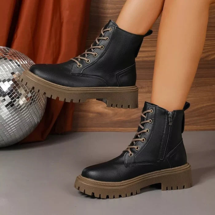Lace Up Round Toe Boots