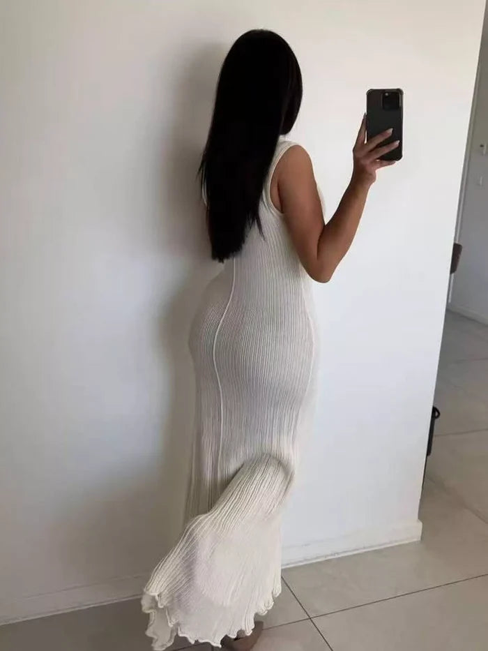 Lace Up Sleeveless Maxi Dress