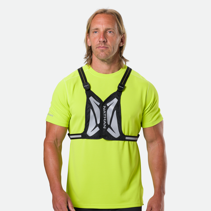 color:Black/High Vis Yellow||seo:Nathan Laser Light Web Vest RX Vest - Black/High Vis Yellow - On Model - Front View