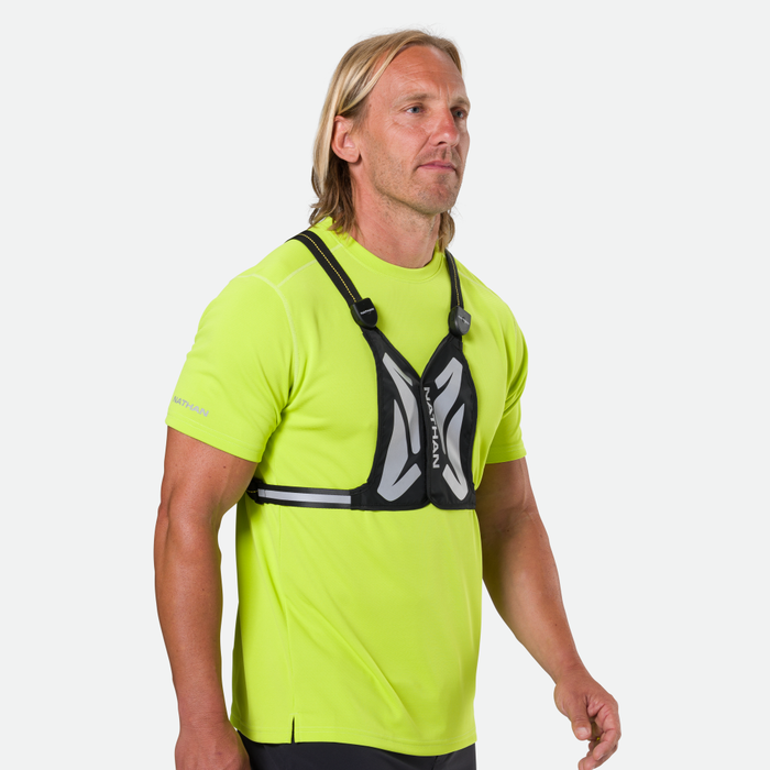 color:Black/High Vis Yellow||seo:Nathan Laser Light Web Vest RX Vest - Black/High Vis Yellow - On Model - Three Quarter View