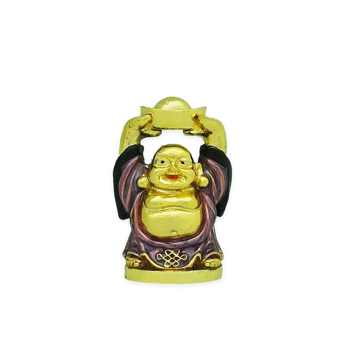 Laughing Buddha Holding Ingot (Purple Robe)